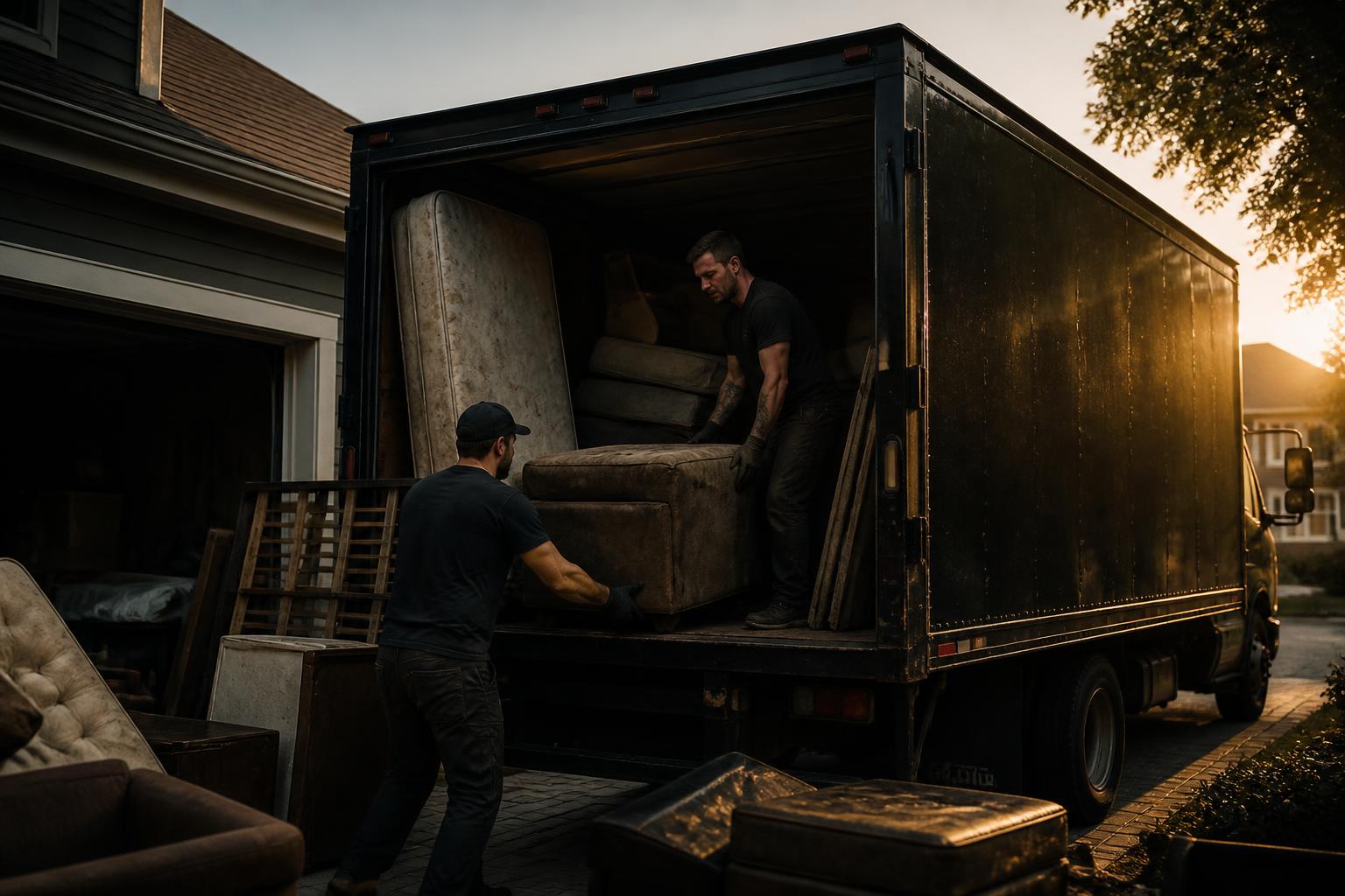 C&C Junk Removal crew loading a trailer in Port Charlotte